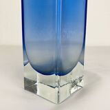 Blue glass vase in Sommerso Murano style, vintage