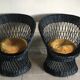 Black diabolo rattan set of the 60s