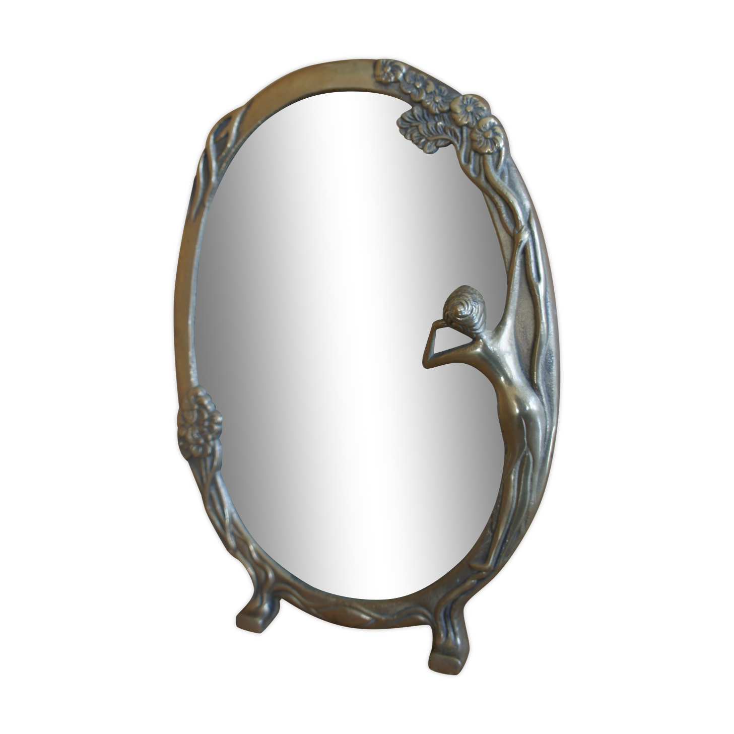 Table mirror woman small statue