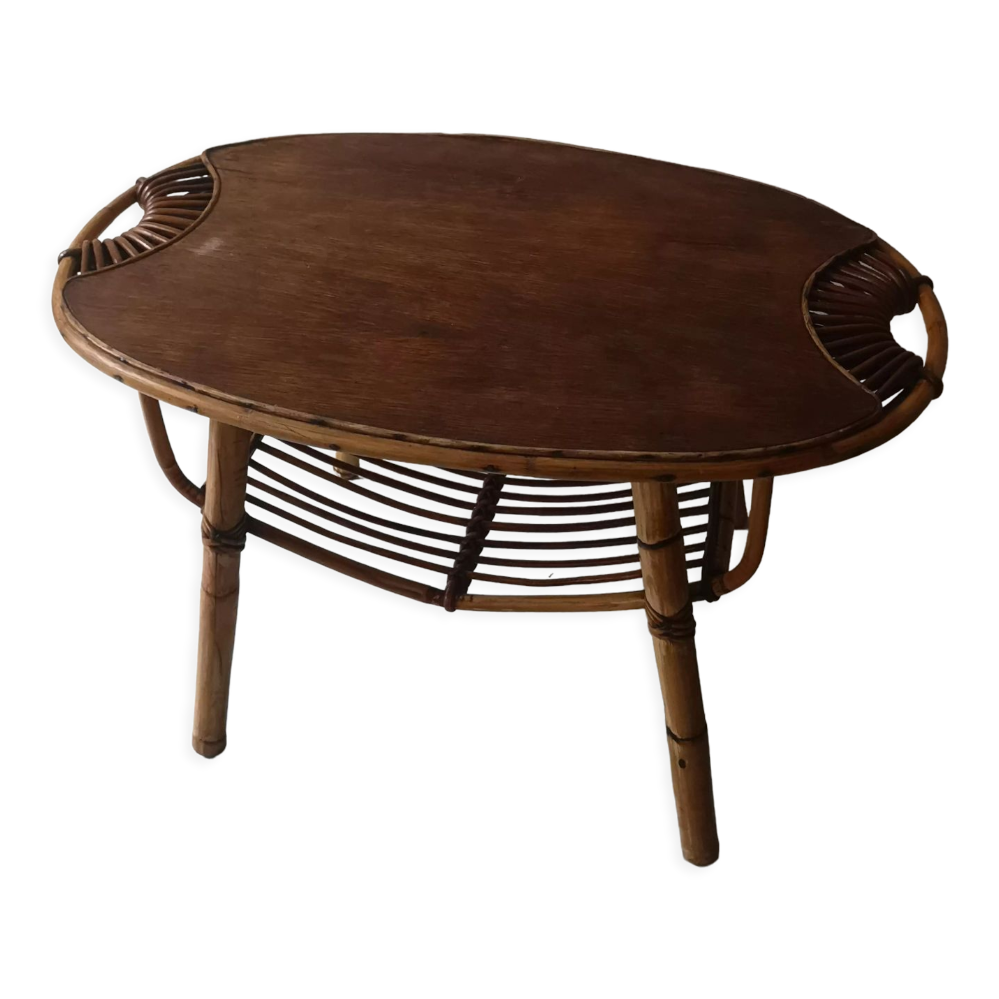 Rattan coffee table called lemon, vintage 1950