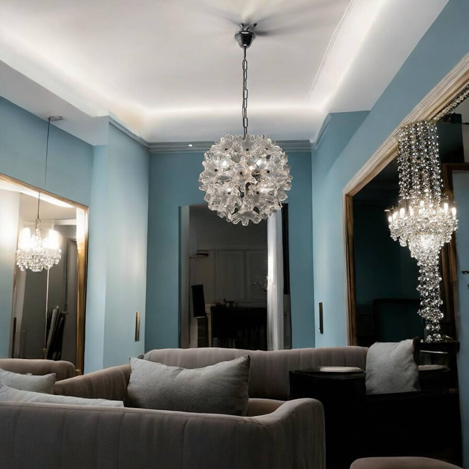 Murano Glass Flower Chandeliers by Paolo Venini for Veart, 1960s