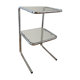 Chrome metal table and smoked glass