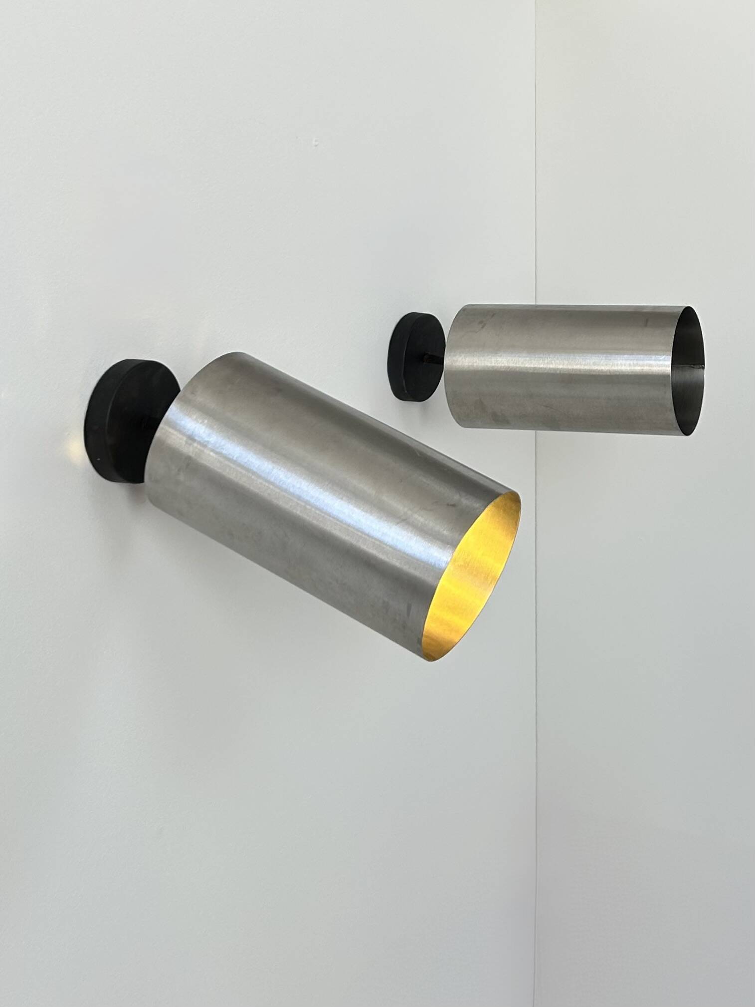 Pair of adjustable vintage wall lights, brushed metal, France, 1970.
