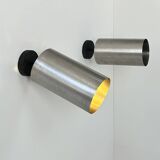 Pair of adjustable vintage wall lights, brushed metal, France, 1970.