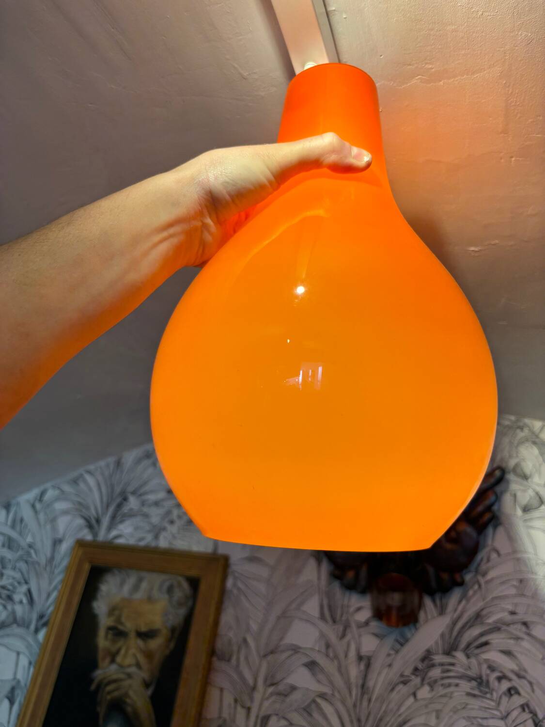 Suspensions x 2 - vintage in opaline - 70s