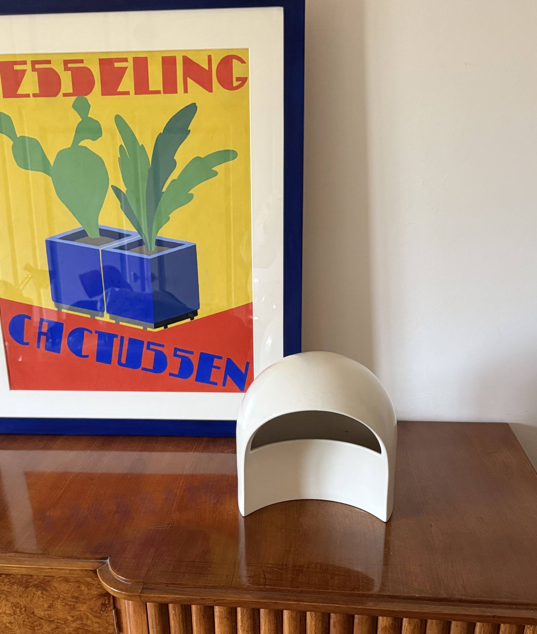 Lampe de table en céramique blanche organique, Italie 1970