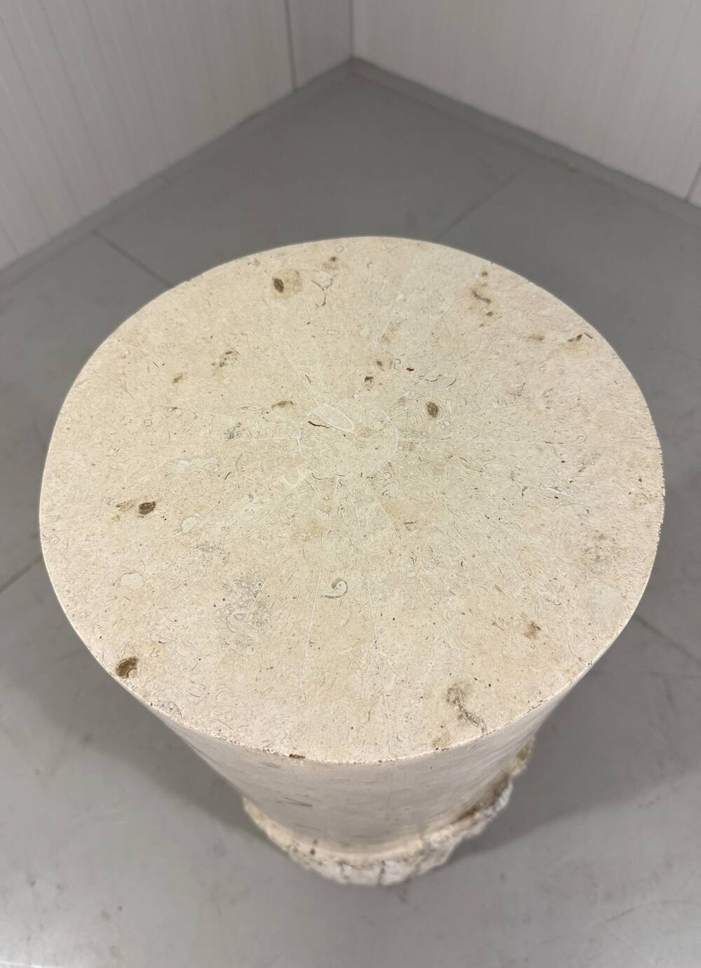 Travertine mactan stone columns & vase 1980’s