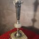 Onyx marble lamp 1970, new linen shade 53x23.