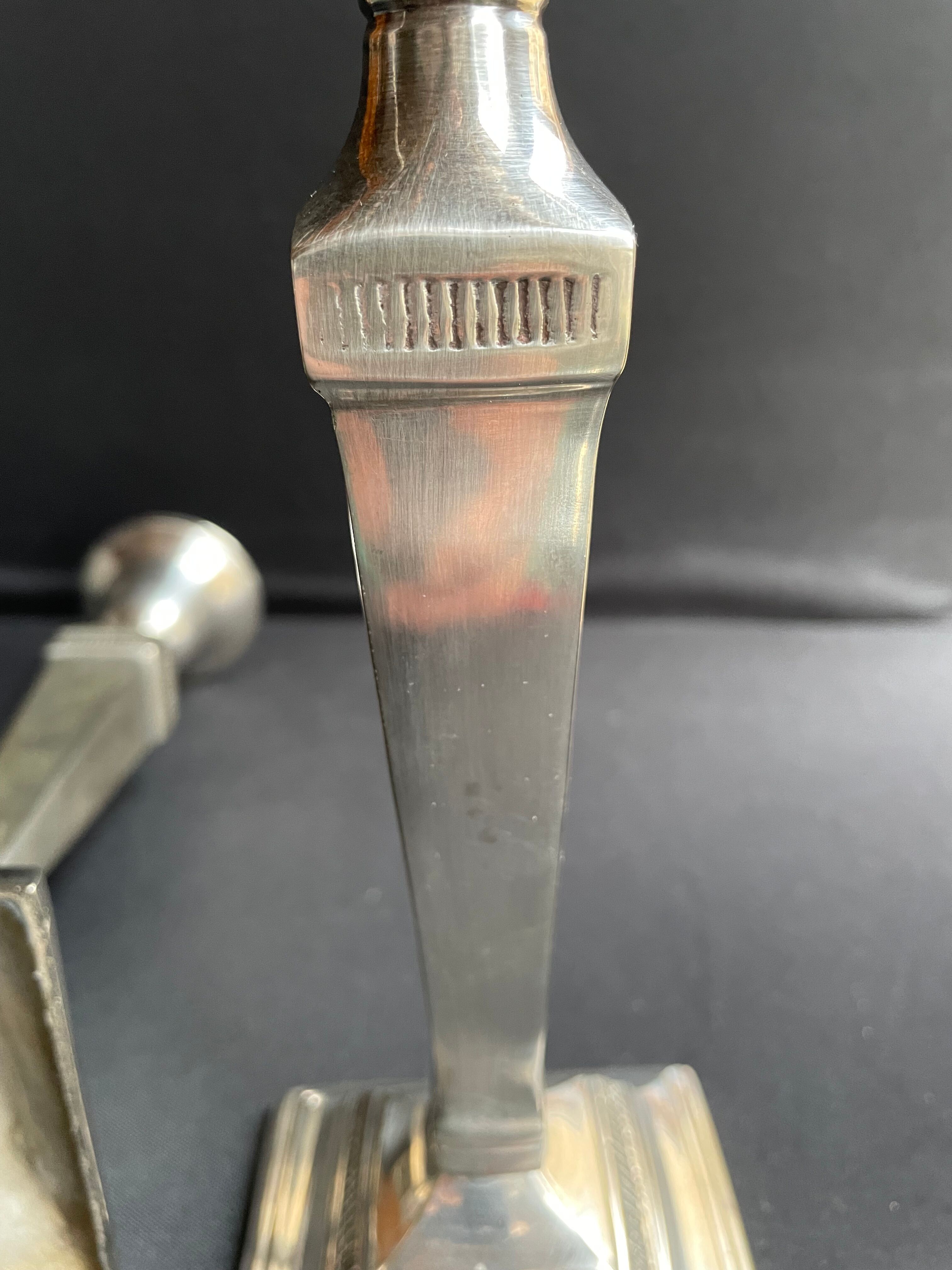 Candle holders (2) - Modern mid-century - Silver metal - Square base