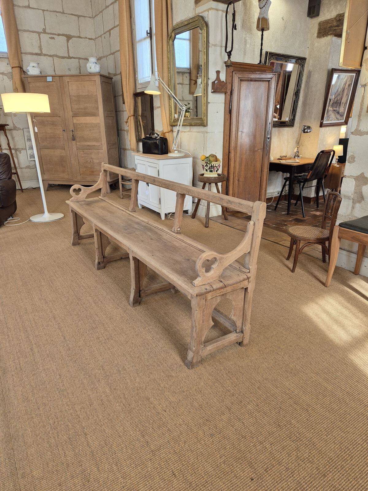 Old church bench in oak