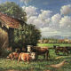 Painting XXeme - Oil on canvas depicting a cow herd signed Cédan 1944