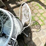 Garden furniture in white wrought iron and beveled glass early twentieth century