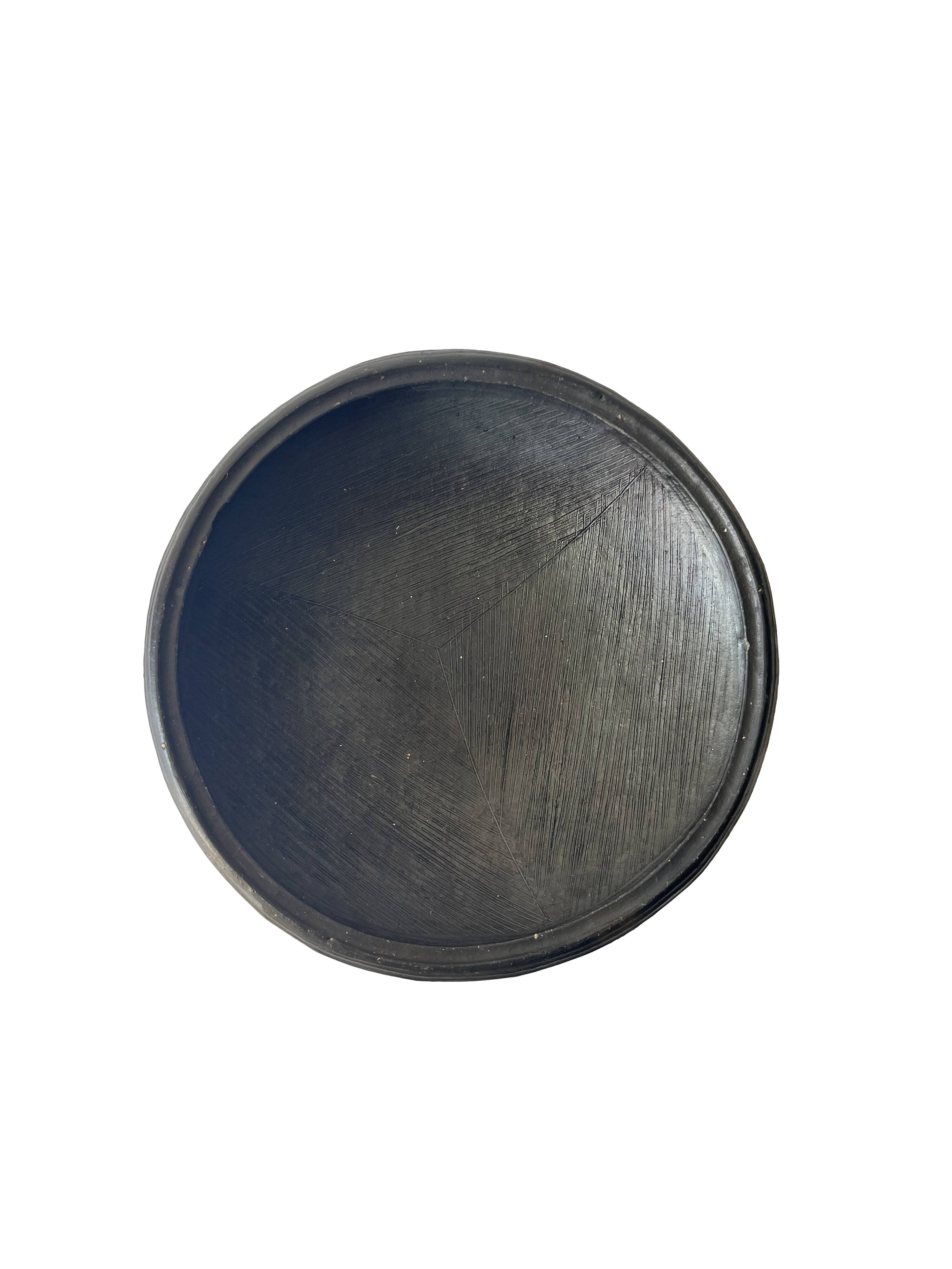 Set of "Kânâh" smoked terracotta dishes with ribbed interior | Ø 17-25-32-40 cm