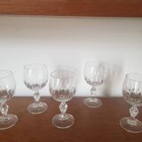 Lot de 5 verres à pied en cristal