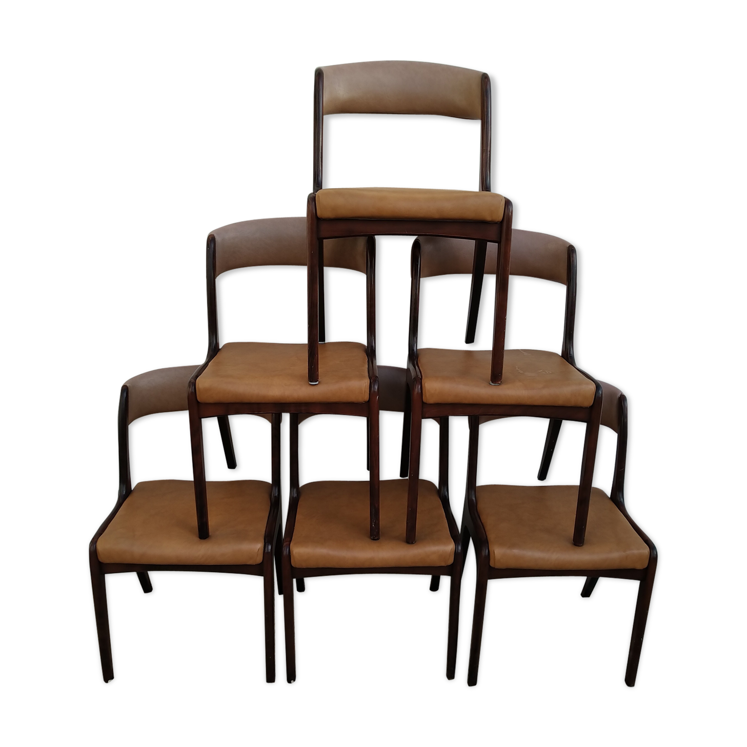 Lot de six chaises teck années 60