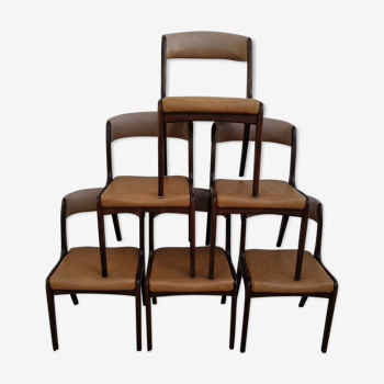 Lot of six teak chairs, 60s
