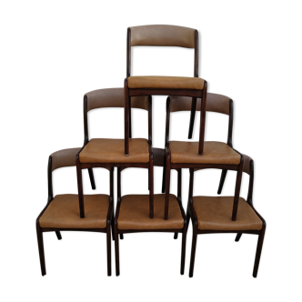 Lot de six chaises teck années 60