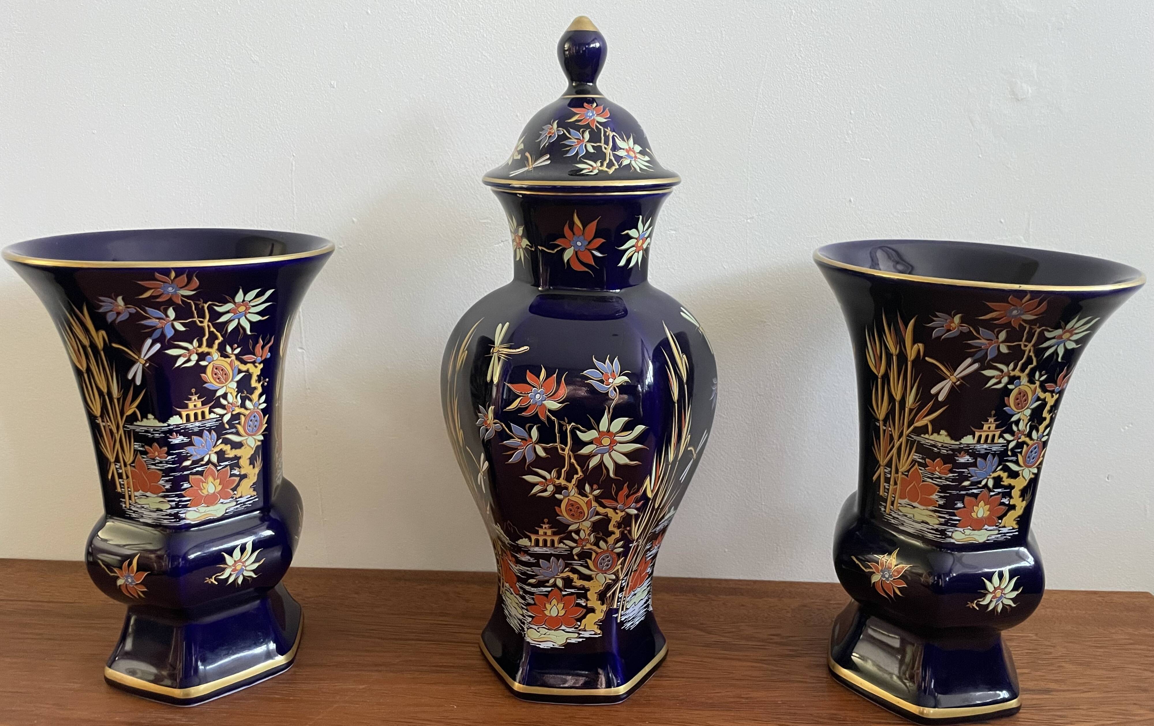 22K three piece set, Echt Cobalt Bareuter Bavaria Germany