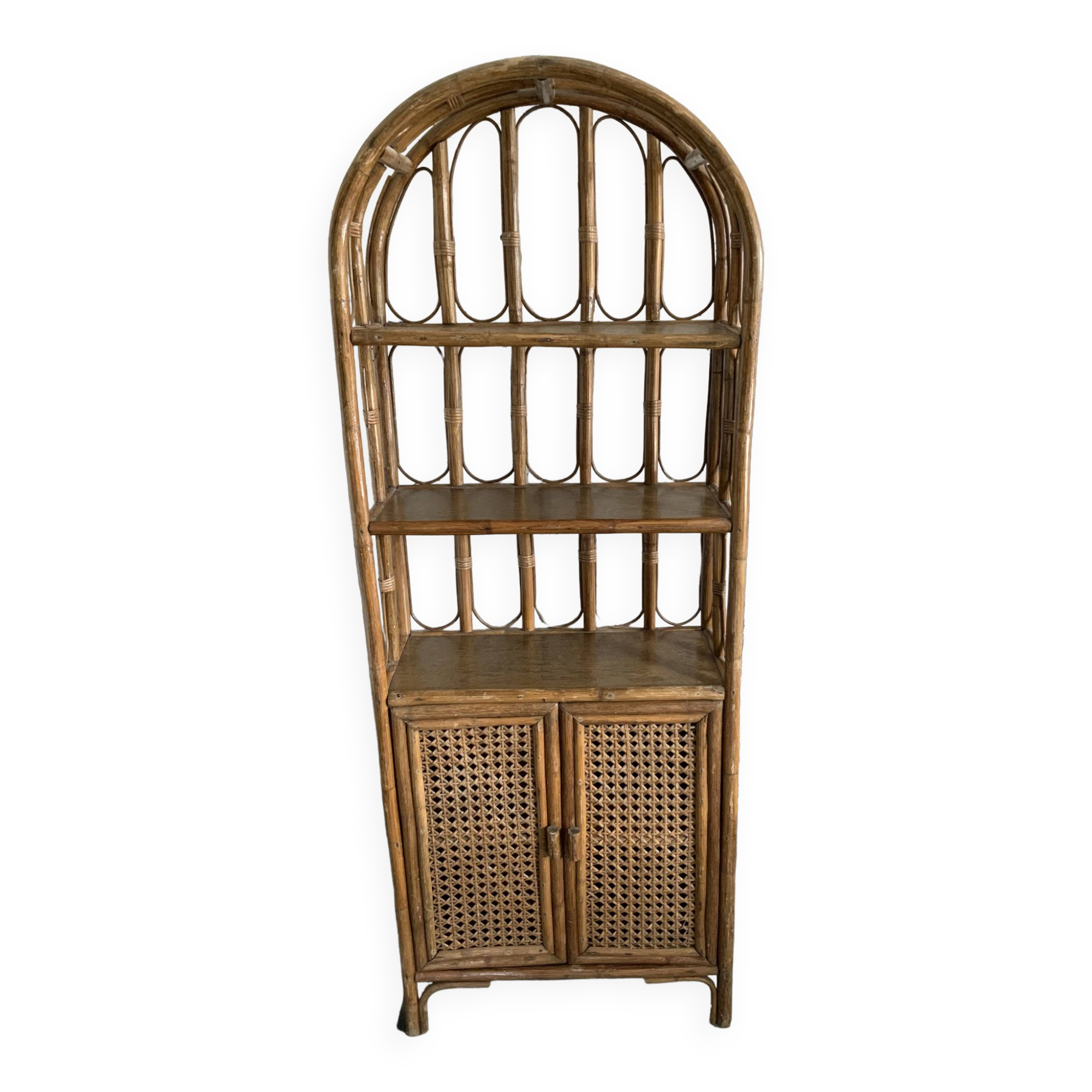 Vintage bamboo bookcase shelf