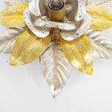 Wonderful gilded florentine flush mount lights, Italy 1970's