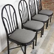 Lot of 4 Italian design chairs 70s - 80s in black laqué wood