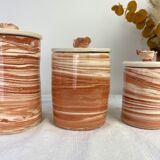 Set of 3 artisanal ceramic boxes signed Oupi Kiri vintage 50s