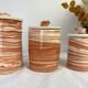 Set of 3 artisanal ceramic boxes signed Oupi Kiri vintage 50s