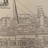 Set of 2 lithographs plan of the transatlantic liner of 1907