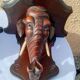 Rare pair of wall-mounted consoles Elephant carved wood J. Derolland