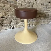 Tulip foot stool in plastic and faux leather, 1970