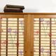 Vintage 1960 removable rattan and oak cabinet