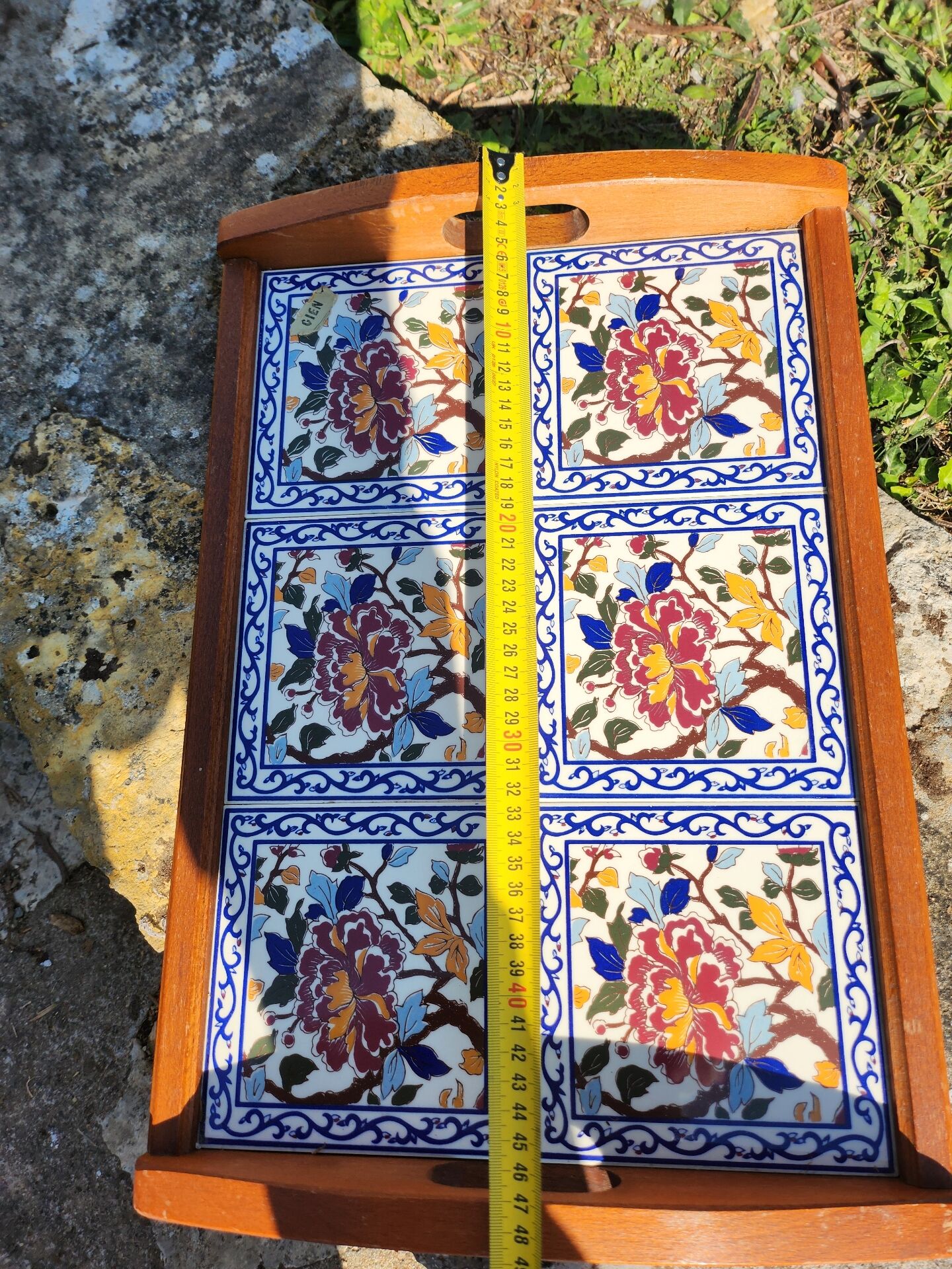 Large Gien peony platter