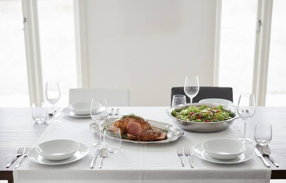 Set of stainless steel dishes - 1980s design