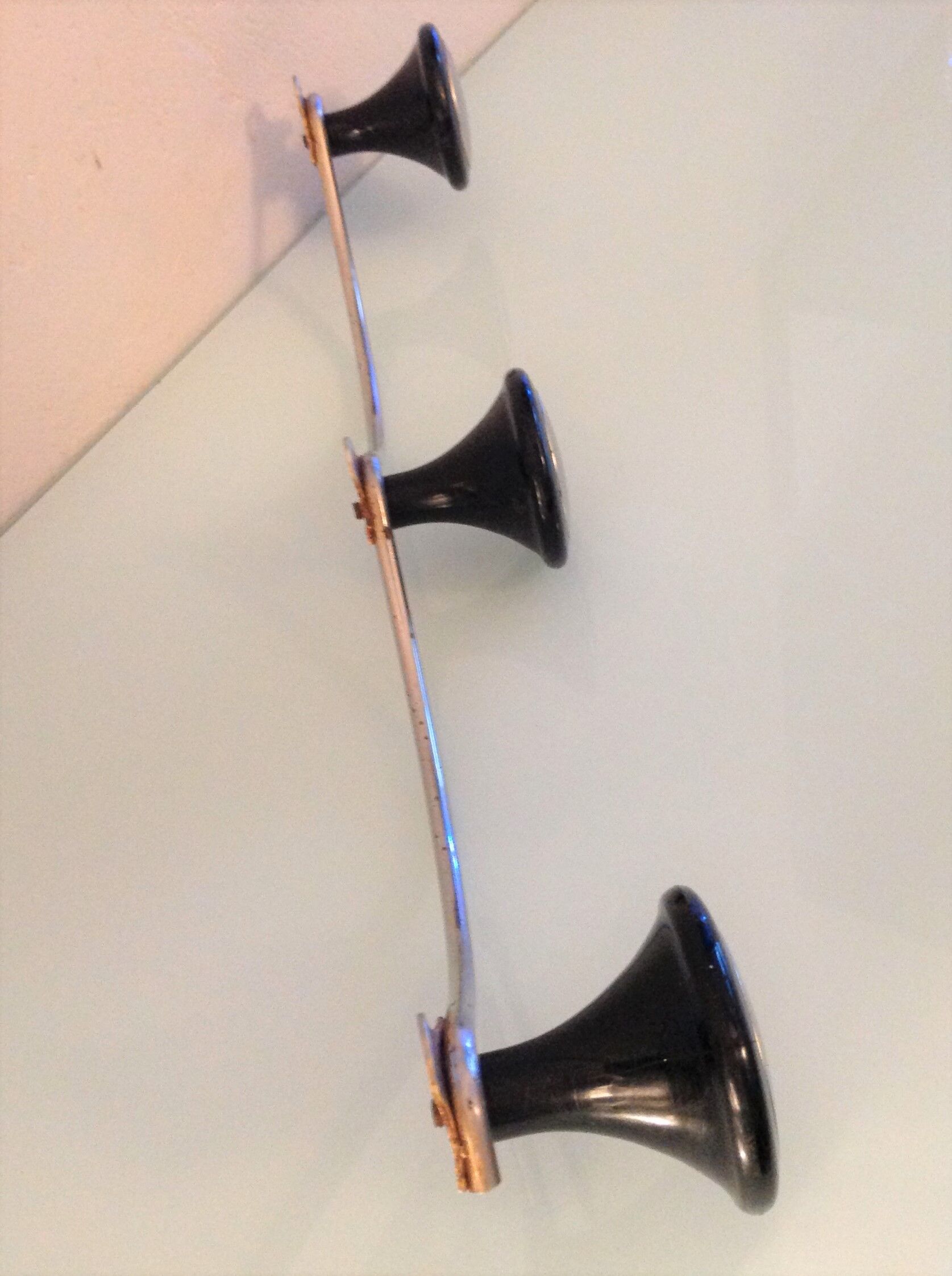 Moustache hook with three chrome heads / vintage 60s-70s