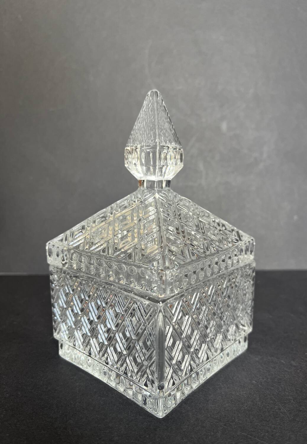 Vintage molded glass candy box