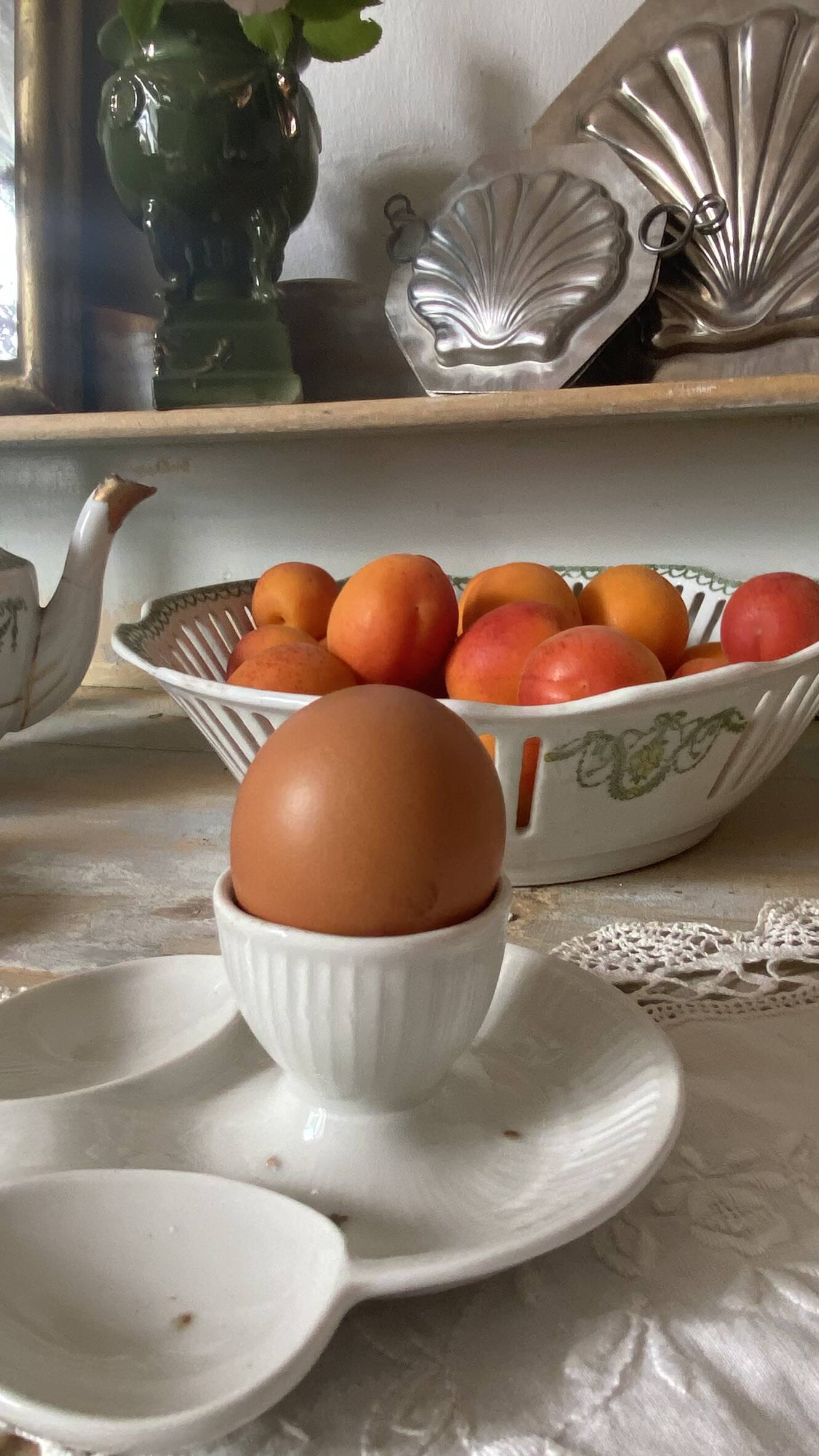 Antique porcelain egg cups Mehun