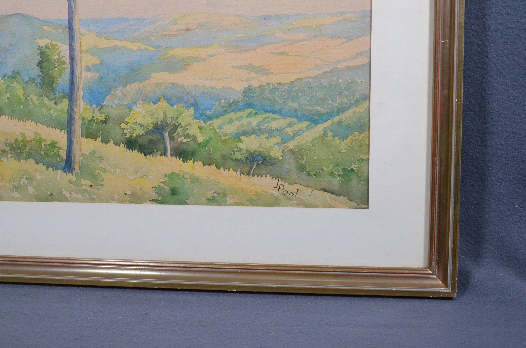 JL PONT (20th century) "Hilly Landscape" Signed watercolour