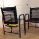 Paire de chaises cubistes en métal France des années 1950.