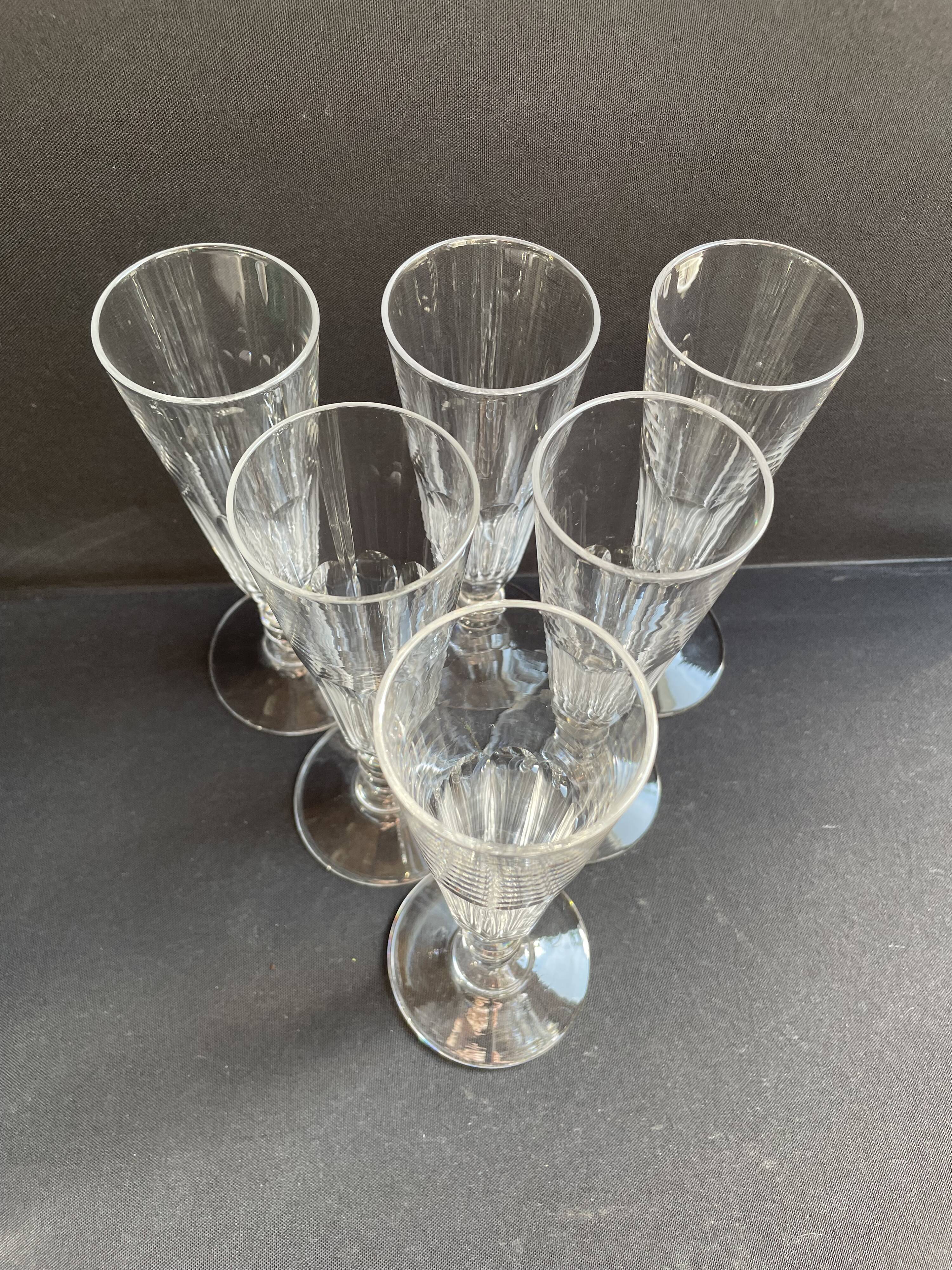 6 Baccarat Clermont 19th century champagne flutes