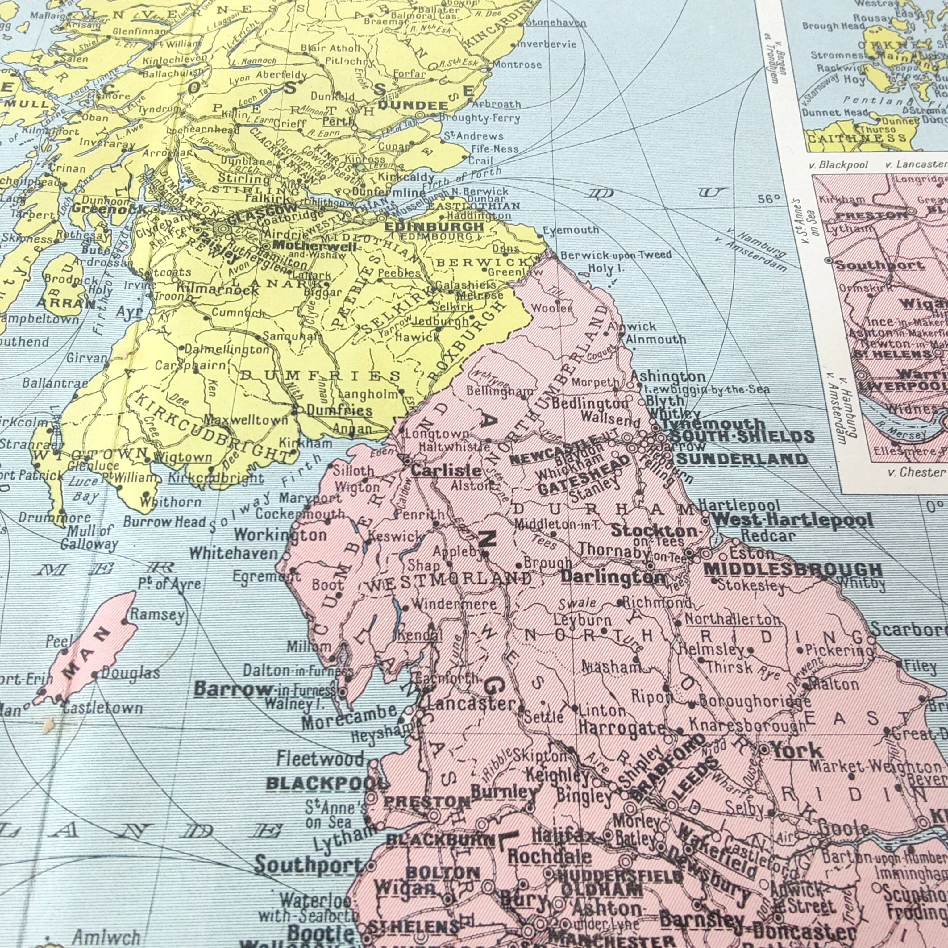 Old map of Great Britain and Ireland 43x43cm from 1950