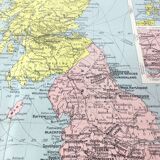 Old map of Great Britain and Ireland 43x43cm from 1950