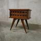 Vintage rattan bedside table with tapered legs - Circa 1960