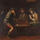 Peinture ancienne « Joueurs de cartes » huile sur toile Italie XVIIIe siècle