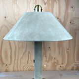 Lampe de table cuir vert daim et laiton, années 1970