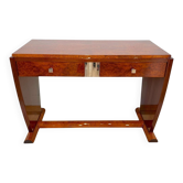 Art Deco Console Table in Thuja Roots, Birch and Silver-Plate, France, 1925