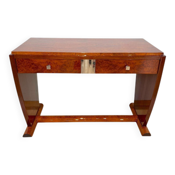 Art Deco Console Table in Thuja Roots, Birch and Silver-Plate, France, 1925