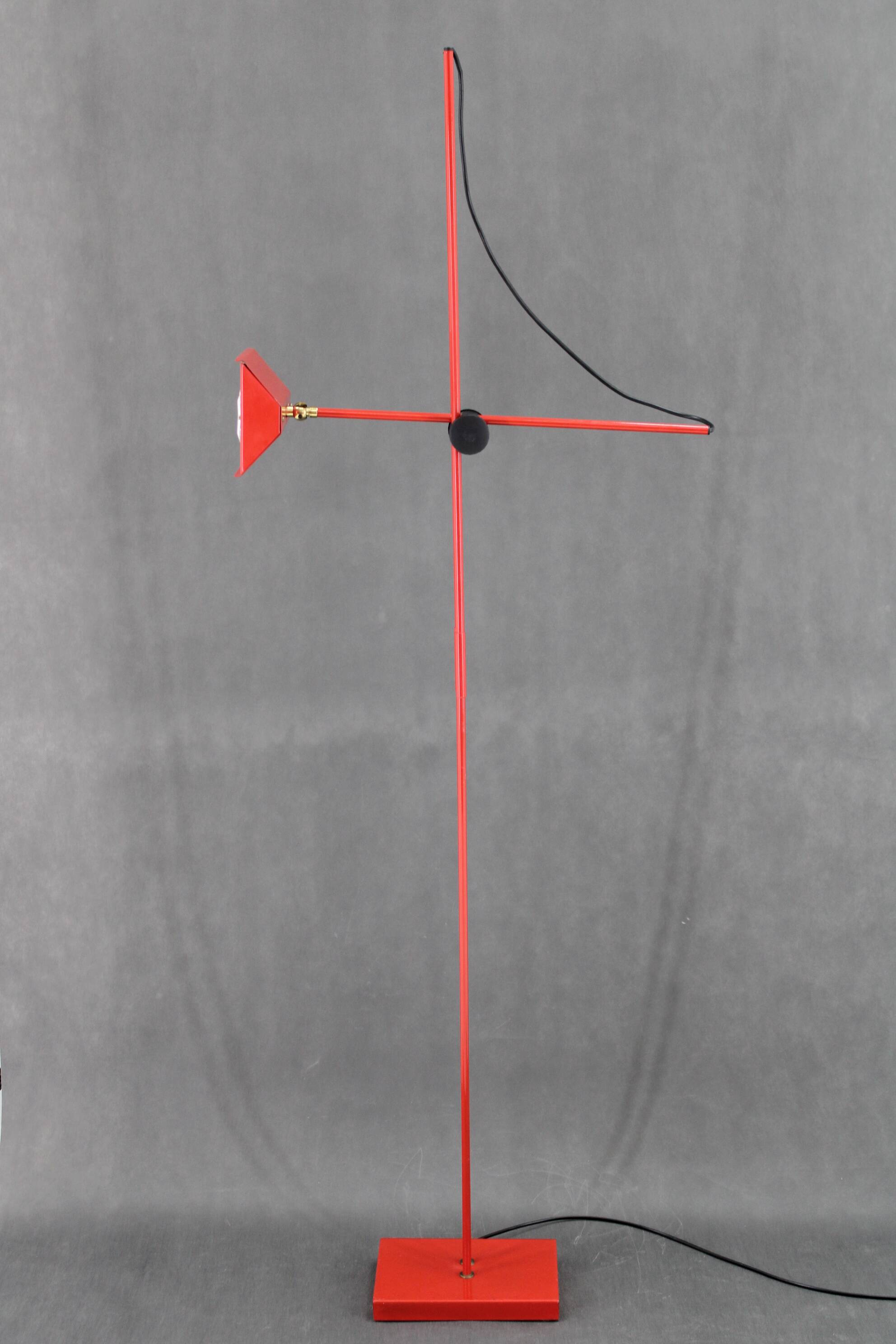 1980s Halogen Red Floor Lamp, Italy
