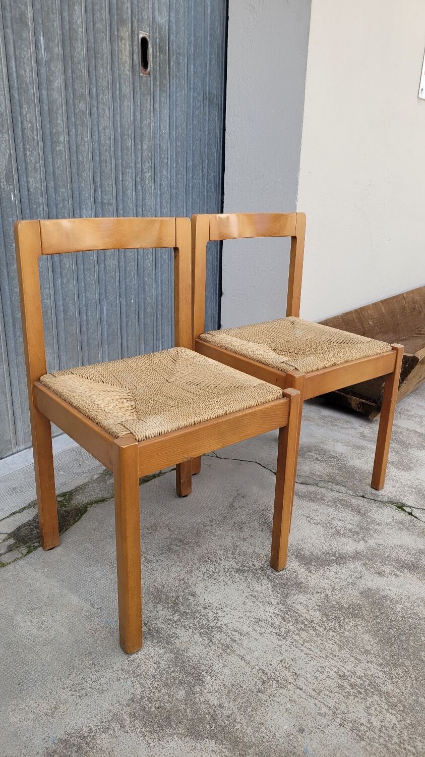 Pair of vintage Italian rope chairs - 1970s