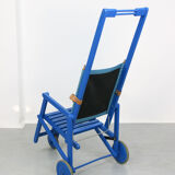 Mid-century Blue Wooden Foldable Stroller, 60s