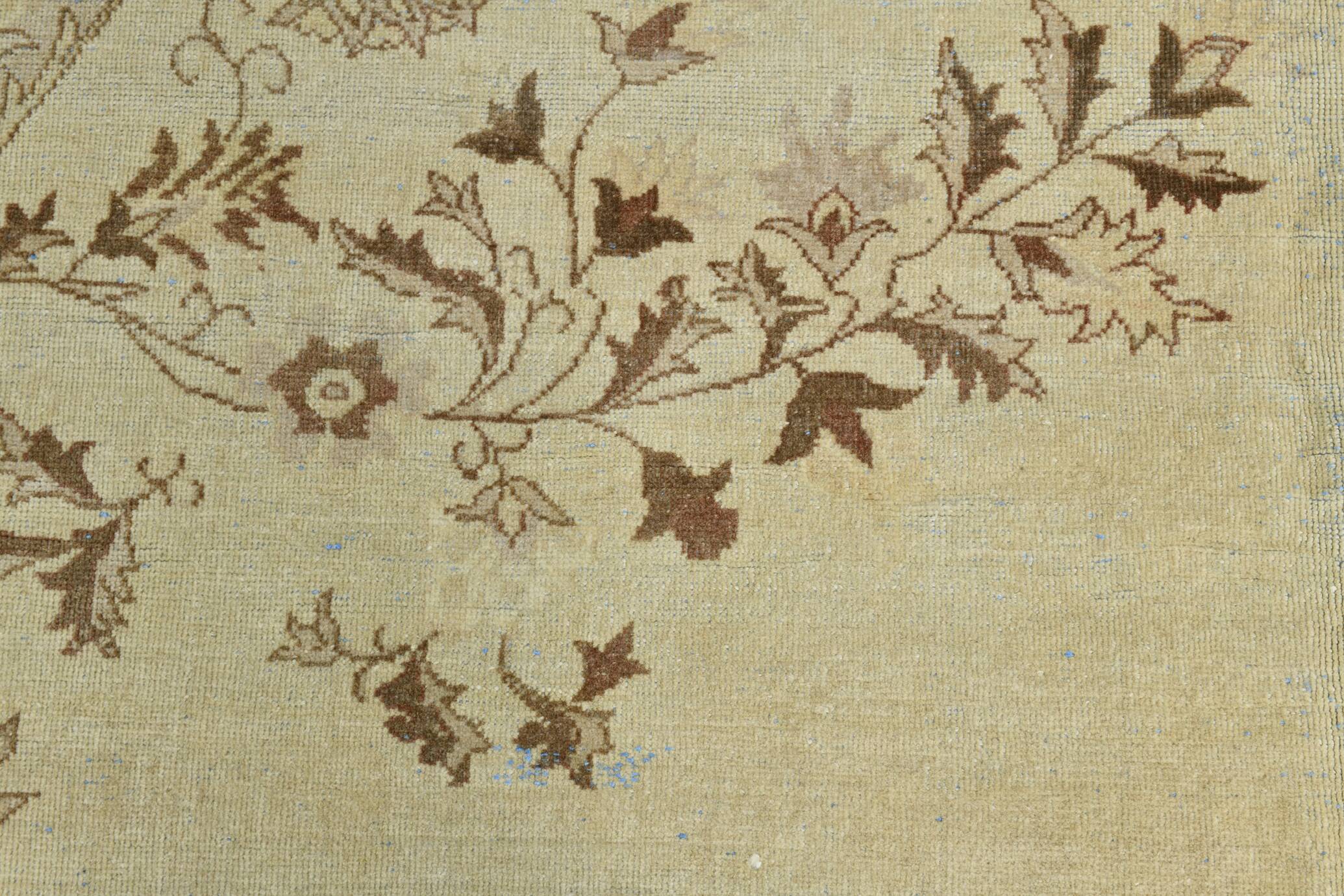 Tapis Vintage Beige Clair Motif Médaillon Floral Élégant, 354x458 Cm